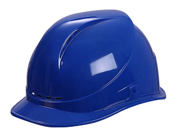 Blue cap vented safety helmet side view