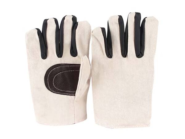 Leather coated canvas safety gloves