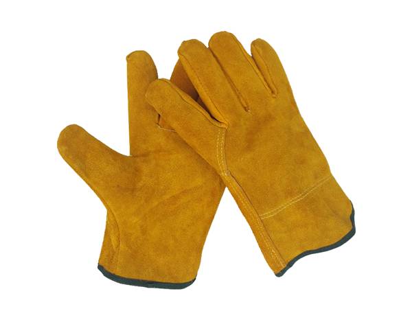 Yellow cowhide safety gloves