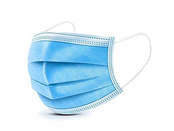 A disposable face mask is displayed in 3D mode.