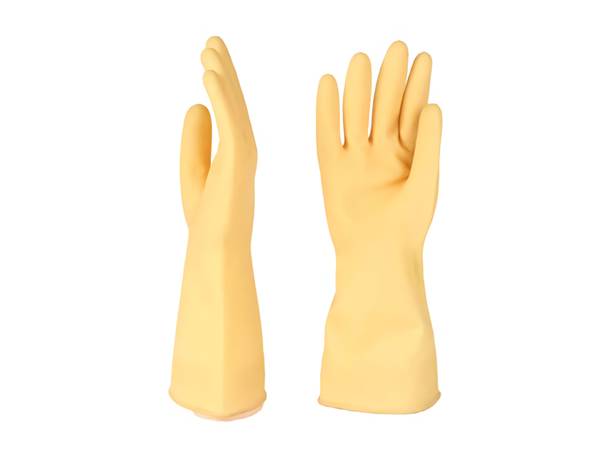 Reinforced gum-rubber latex safety gloves