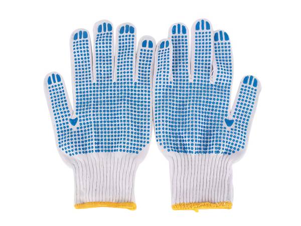 Blue latex dotted safety gloves