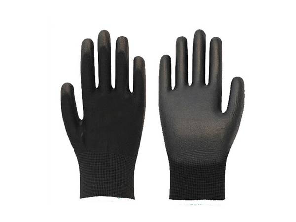 13/15 gauge polyester/nylon liner black PU coated gloves