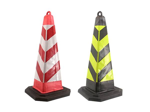 Two pyramid EVA traffic cones with a ring on the top are displayed.