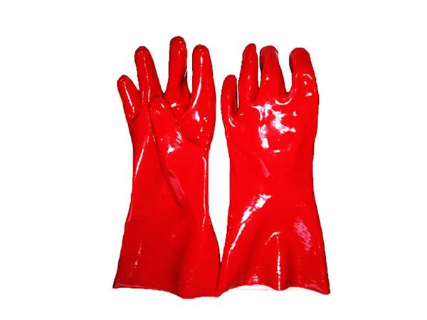 Cotton liner PVC coated long work gloves