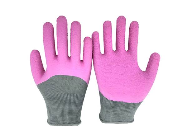 The front and back details of the 3/4 foam latex coated gloves are displayed.