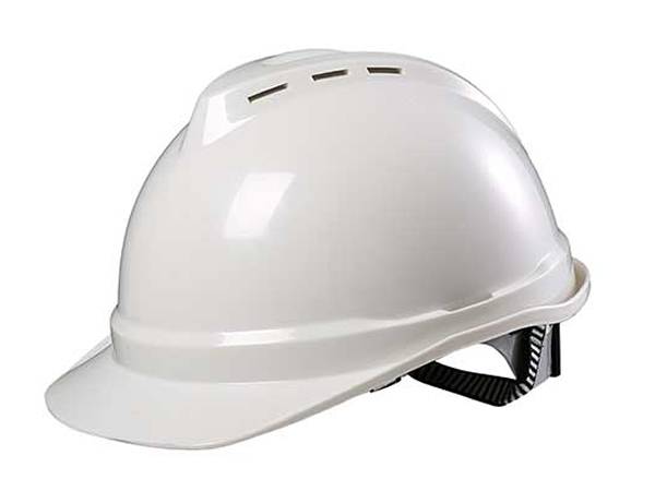 White top vented FRP safety helmet side view