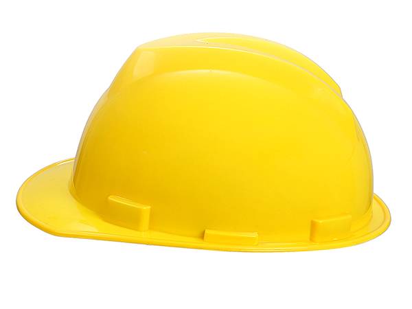 Yellow HDPE safety helmet side view