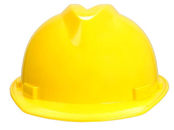 Yellow HDPE safety helmet with V-guard